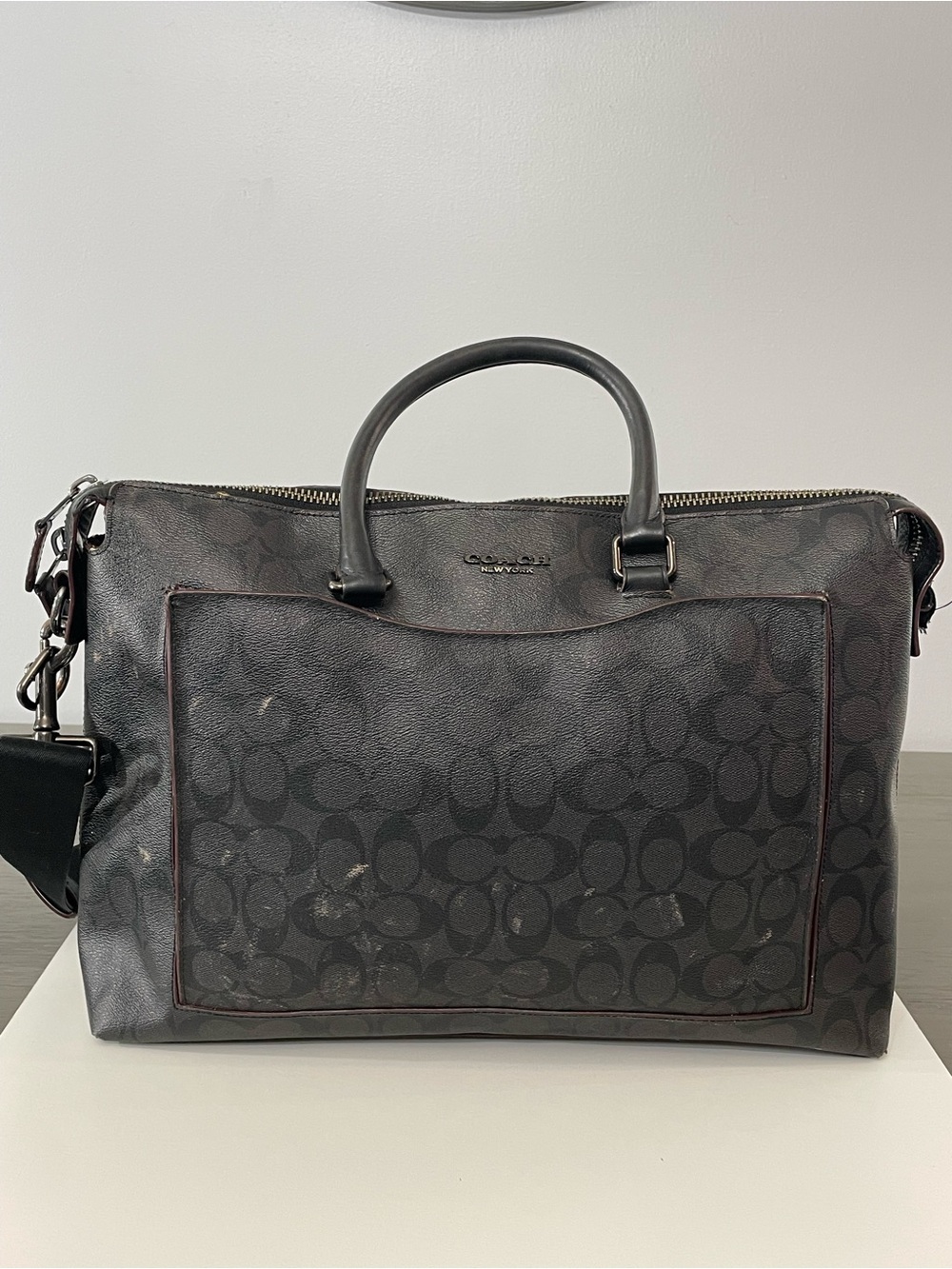 Coach Signature Gray Black Satchel Shoulder Crossbody Bag Women’s
